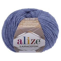 Пряжа Alize "Lana Coton", цвет: 374 голубой меланж, 160 м, 50 грамм (10 мотков)