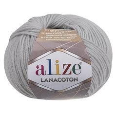 Пряжа Alize "Lanacoton", цвет: 420 облачно-серый, 160 м, 50 грамм (10 мотков)