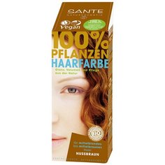 Натуральная краска Sante Naturkosmetik 100% Pflanzen Haarfarbe Nussbraun, 100 г