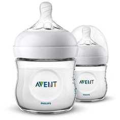 Philips AVENT Бутылочки полипропиленовые Natural SCF030/27, 125 мл, 2 шт., с рождения, бесцветный