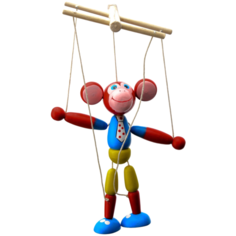 КЛИМО Кукла Марионетка Обезьянка (СМ2) красный/синий/желтый