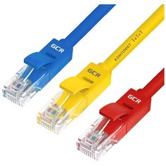 Комплект патч-кордов UTP для интернета GCR, кат.5е 1.0м + 1.0м + 1.0м, RJ45 (3 шт.)