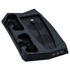 Подставка для вертикальной установки консоли + охлаждение + зарядная станция для 2-х геймпадов черный (KJH-P5-010) (PS5)