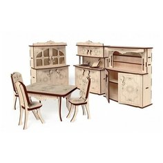 Конструктор деревянный 3D "Набор мебели кухня", подвижный Lemmo