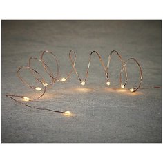 Гирлянда СВЕТЛЯЧКИ, 30 экстра тёплых белых LED-огней, 3 м, медный провод, батарейки, Edelman 1068440