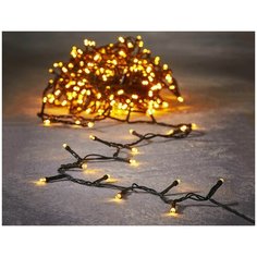 Гирлянда LUСA 192 экстра теплых белых LED-огня, 14.4+0.3 м, батарейки, таймер, зеленый PVC провод, уличная, Edelman 1034