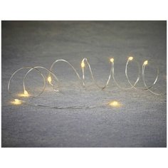 Гирлянда СВЕТЛЯЧКИ, 30 экстра тёплых белых LED-огней, 3 м, серебристый провод, батарейки, Edelman 1068438