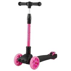 Самокат Трехколесный Складной, со Светящимися Колесами, Черный с Розовым - MSC-J072001D Maxiscoo