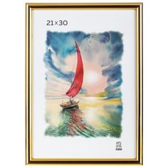 Фоторамка Zebra А4, пластиковая, золото глянец Зебра