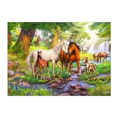 Алмазная мозаика Лошади в лесу 30х40 см, 26 цв., полн. заполнение, c подр. Рыжий кот
