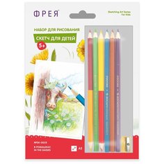 "Фрея" RPSK-0028 "В ромашках" Скетч для раскраш. цветными карандашами 21 х 14.8 см 1 л. .