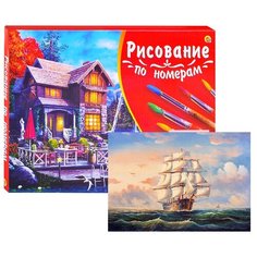 Холст с красками по номерам Рыжий кот Палитра, 40*50 см, Парусная лодка (Х-3098)