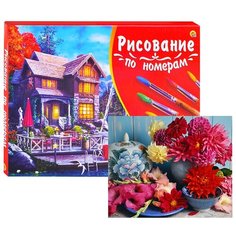 Холст с красками по номерам Рыжий кот Палитра, 40*50 см, Букет ярких цветов (Х-3110)