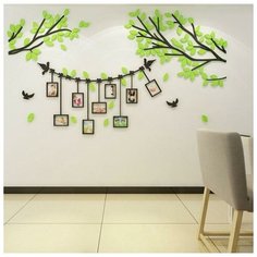 Панно на стену декоративное с фоторамками "Веточки" 2х1.15 м, зелёный 5439636 Сима ленд