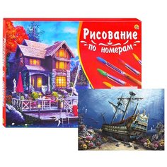 Холст с красками по номерам Рыжий кот Палитра, 40*50 см, Затонувший корабль (Х-3100)
