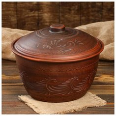 Кастрюля 6 л. резная 5148539 Красная глина