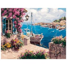 Картина по номерам "Катер у домика", 40х50 см Цветной