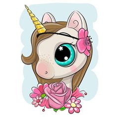 Алмазная мозаика ТМ_Цветной "Единорожек в цветах" 20x30 премиум (LC037)