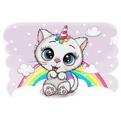 Алмазная мозаика ТМ_Цветной "Котёнок у радуги" 20x30 премиум (LC039)