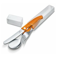 VICTORINOX Набор из 3 столовых приборов VICTORINOX Swiss Classic: нож для овощей, вилка, ложка, оранжевый цвет