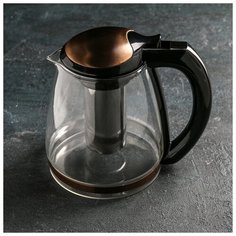 Чайник заварочный с металл ситом "Глянец" 2000 мл, 19х14,5х19,5 см, цвета коричневый 3800913 Сима ленд