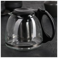 Чайник заварочный с металл ситом "Фиона" 1100 мл, 17х13х13,5 см, цвет черный 3800910 Сима ленд