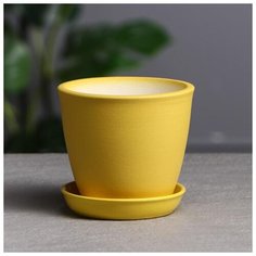 Горшок для цветов "Глория" 0,5 л, муар, желтый 5517441 Керамика ручной работы