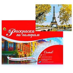 Раскраска по номерам Рыжий кот на картоне А3, Осенний Париж (Р-2261)