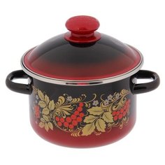 Кастрюля цилиндрическая 2 л красно-чёрная "Рябинушка" 2853058 Сибирские товары