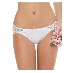 LUI et ELLE Трусы слипы средней посадки с кружевом, размер 6 (XXL), белый