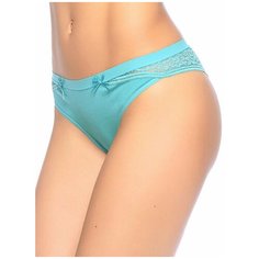 LUI et ELLE Трусы бразильяна средней посадки с кружевными вставками, размер 5 (XL), бирюзовый
