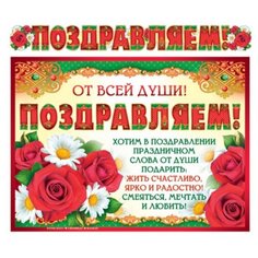 Гирлянда с плакатом "Поздравляем! От всей души!" Творческий центр Сфера