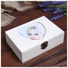 Шкатулка для росписи с фоторамкой "Сердце" МИКС 16,5х11,7х5 см 661361 Сима ленд