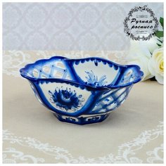 Конфетница "Весна", гжель, фарфор, 8х21 см 4177613 Сима ленд