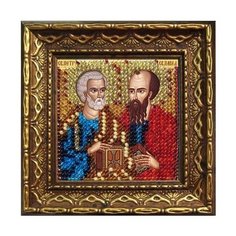 2081дПИ Набор для вышивания бисером Вышивальная мозаика Икона Св. Апостолы Петр и Павел, 6,5*6,5 см