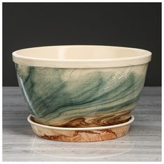 Цветочный горшок "Есения" мрамор, 3 л 4930684 Керамика ручной работы