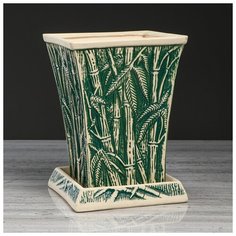 Цветочный горшок "Бамбук" зеленый, под шамот, 3 л 4930696 Керамика ручной работы