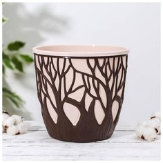 Кашпо со вставкой 3 л "Форест", цвет коричневый-пудровый 5361897 Сима ленд