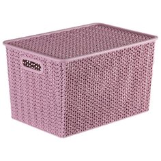 КОРЗИНА ДЛЯ ХРАНЕНИЯ С КРЫШКОЙ "ВЯЗЬ" 7,5 Л 35*24,5*10,5 СМ (ПЕПЕЛ РОЗЫ) (1/11) "ВИОЛЕТ" Violet