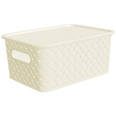 КОРЗИНА ДЛЯ ХРАНЕНИЯ С КРЫШКОЙ "БЕРЕСТА" 7,5 Л 35*24,5*10,5 СМ (СЛОНОВАЯ КОСТЬ) (1/12) "ВИОЛЕТ" Violet