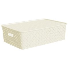 КОРЗИНА ДЛЯ ХРАНЕНИЯ С КРЫШКОЙ "БЕРЕСТА" 3 Л 23,5*17,3*10,5 СМ (СЛОНОВАЯ КОСТЬ) (1/16) "ВИОЛЕТ" Violet