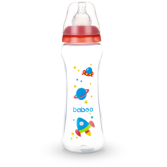 Baboo Бутылочка с узким горлом и силиконовой соской 330 мл, с 3 месяцев, красный