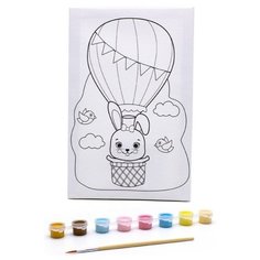 Развивашки Раскраска на холсте Зайка на воздушном шаре 30*20 см