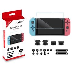 Dobe Комплект аксессуаров Super Game Kit для консоли Nintendo Switch (TNS-1854) прозрачный/черный