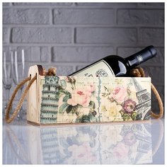 Кашпо деревянное 25×11.5×11.5 см Ладья Тильда "Фото из Европы", ручка верёвка, МАССИВ СОСНЫ 4743901 Сима ленд