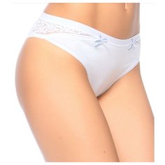 LUI et ELLE Трусы бразильяна средней посадки с кружевными вставками, размер 4 (L), белый