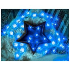 Электрогирлянда КУБИКИ, 60 синих LED-ламп с насадками, 6+1 м, синий провод, контроллер, SNOWMEN Е60008