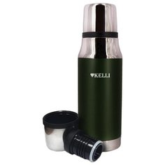 Классический термос Kelli KL-0919, 0.75 л зеленый/серебристый