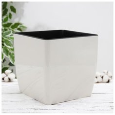 Кашпо со вставкой 14 л "Квадро", цвет белая роза 5473092 Алеана