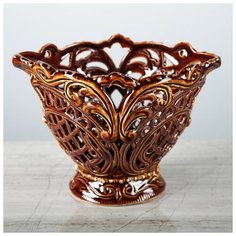 Конфетница "Камелия", коричневая 3554999 Керамика ручной работы